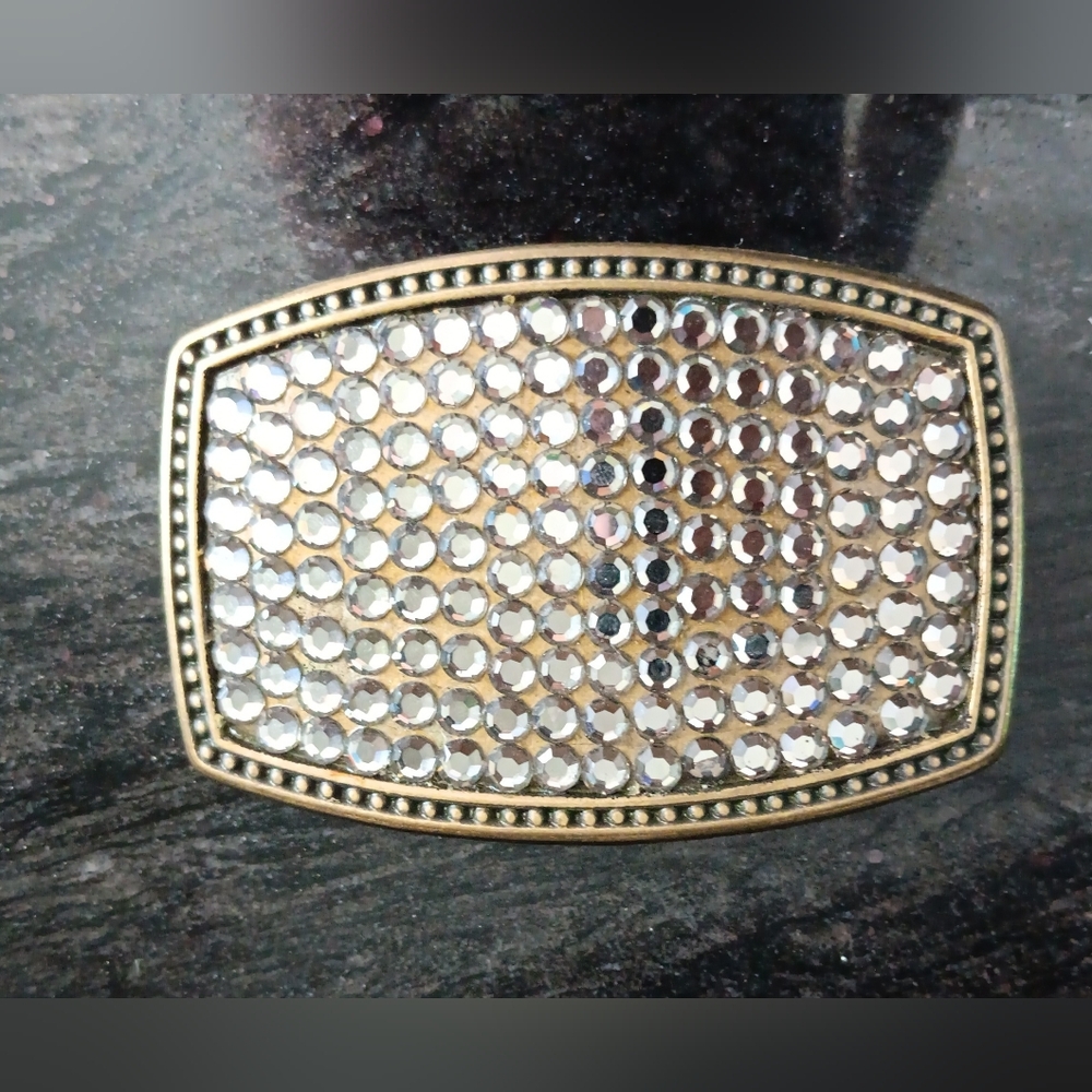 Vintage Alumaline Rhinestone Belt Buckle